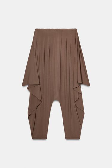 PANTALÓN BAGGY ASIMÉTRICO - Marrón claro de Zara - Imagen 0