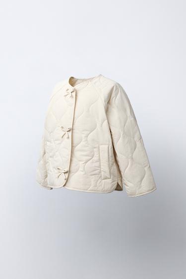 BLOUSON MATELASSÉ À LACETS - Écru de Zara - Image 1
