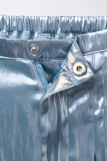 PANTALON MÉTALLISÉ TEXTURÉ - Argent de Zara - Image 2