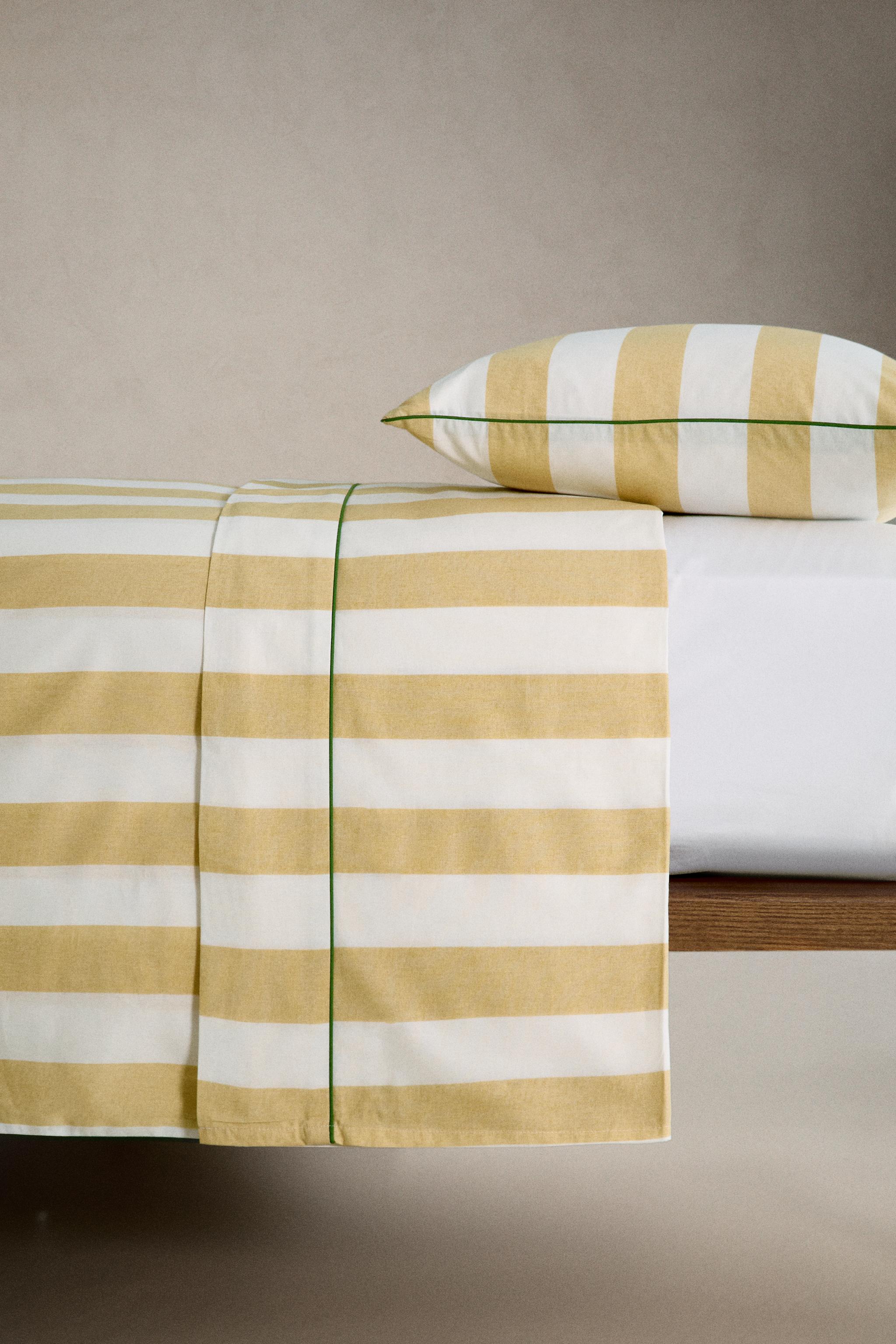 DRAP DE DESSUS COTON DÉLAVÉ RAYURES