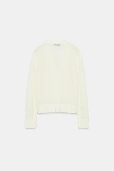 V-NECK CARDIGAN - Ecru by Zara - Image 4