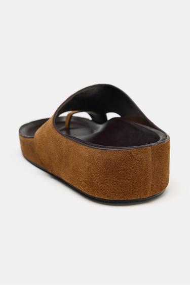 SANDALES PLATES EN DAIM LIMITED EDITION - Marron de Zara - Image 5