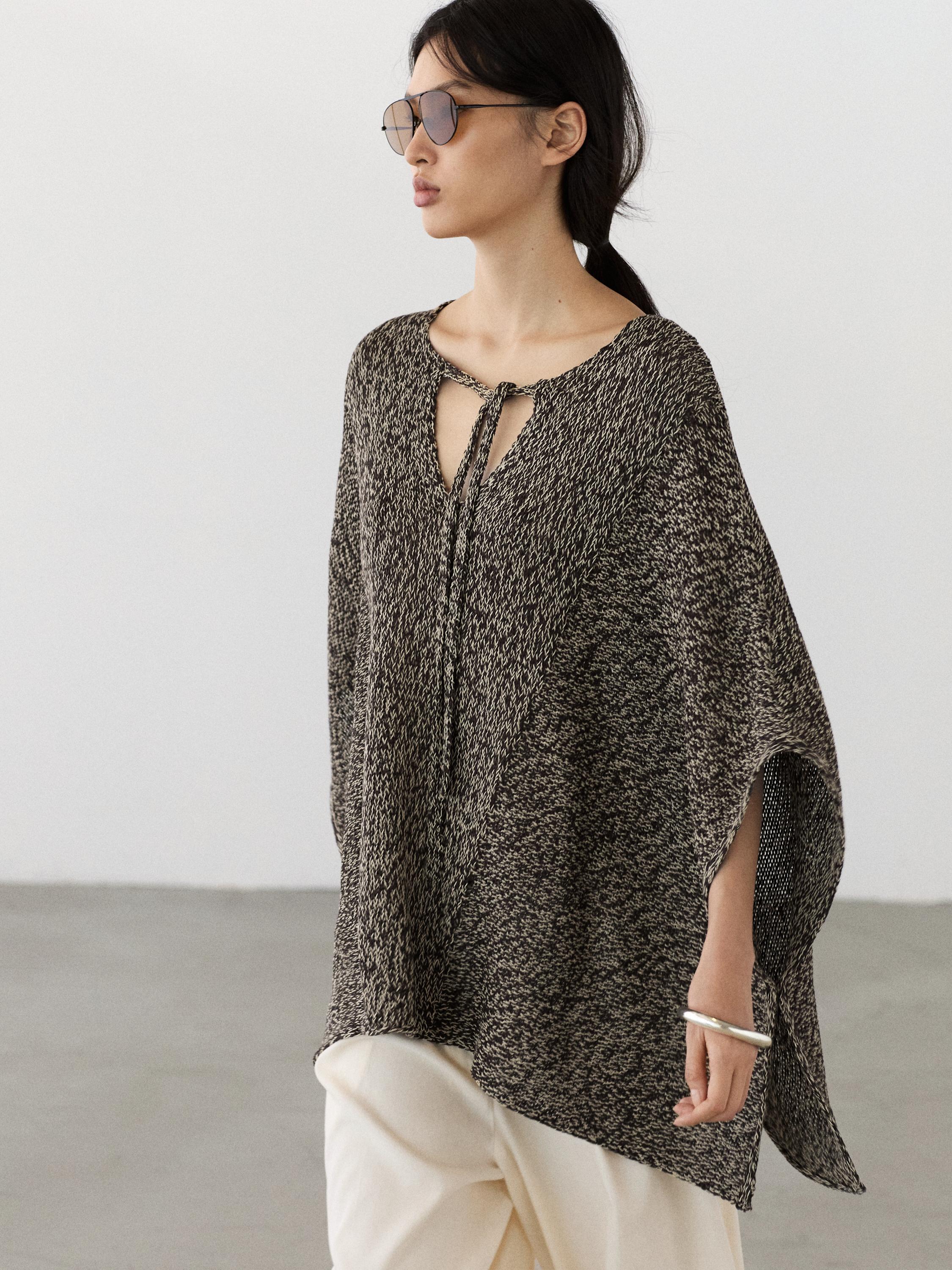 Cape en maille de coton mélang