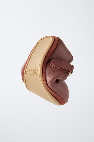 LEATHER BALLERINAS - Pink by Zara - Image 1