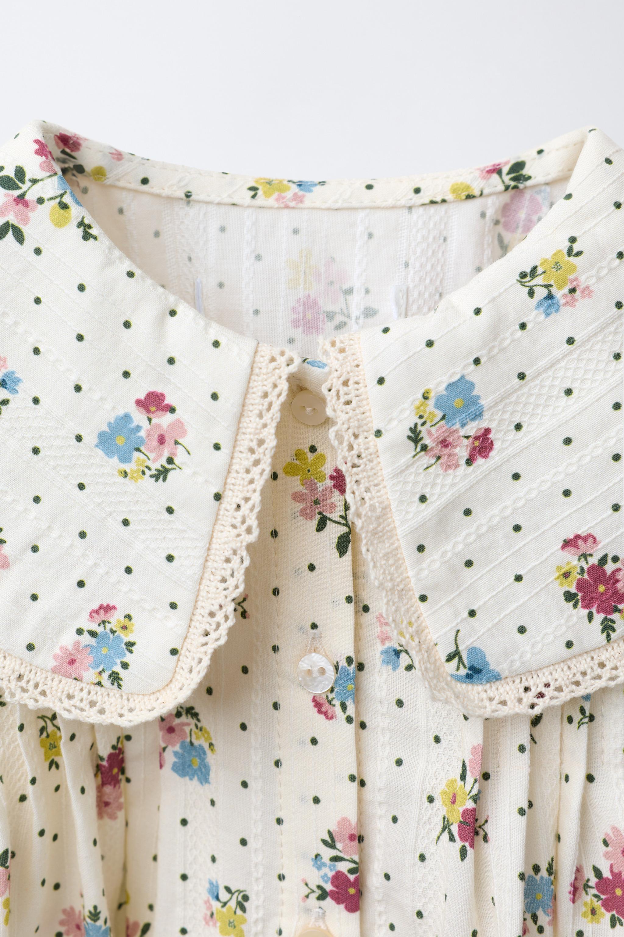 LACE TRIM FLORAL PRINT SHIRT