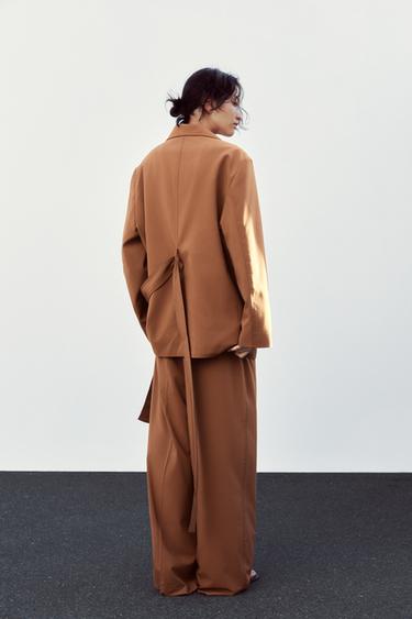OVERSIZE BELTED BLAZER - Caramel by Zara - Image 4