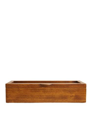 WOODEN AND LINEN WATCH BOX - Brown by Zara