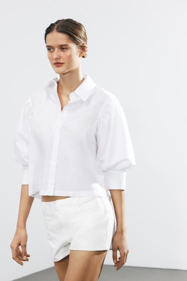 ZW COLLECTION BALLOON SLEEVE POPLIN SHIRT - White by Zara