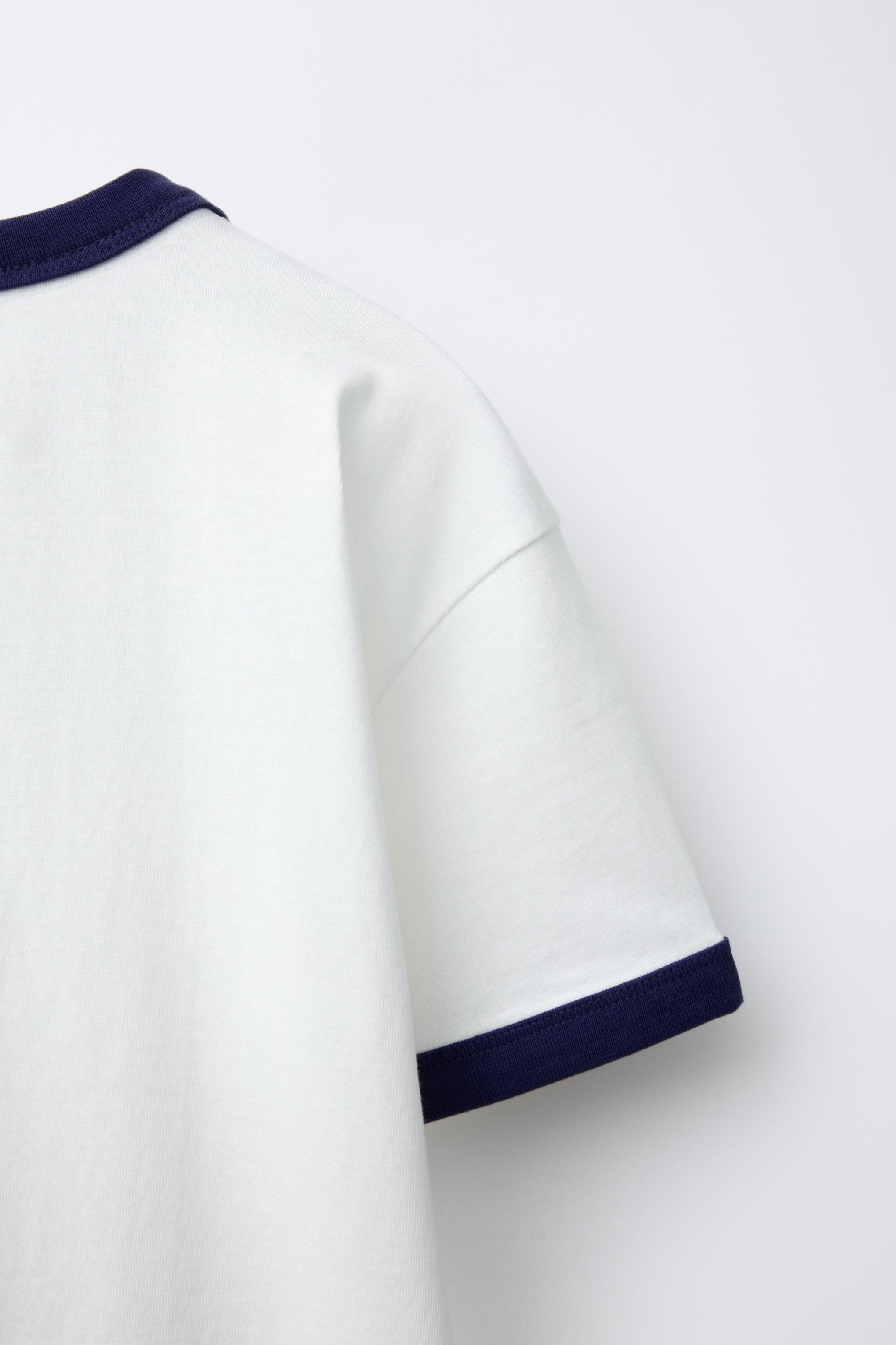 コントラストトリムTシャツ - ホワイト | ZARA Japan / 日本