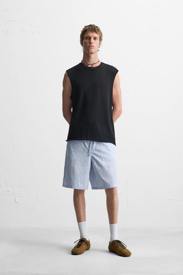 STRIPED RELAXED FIT BERMUDA SHORTS - striped by Zara