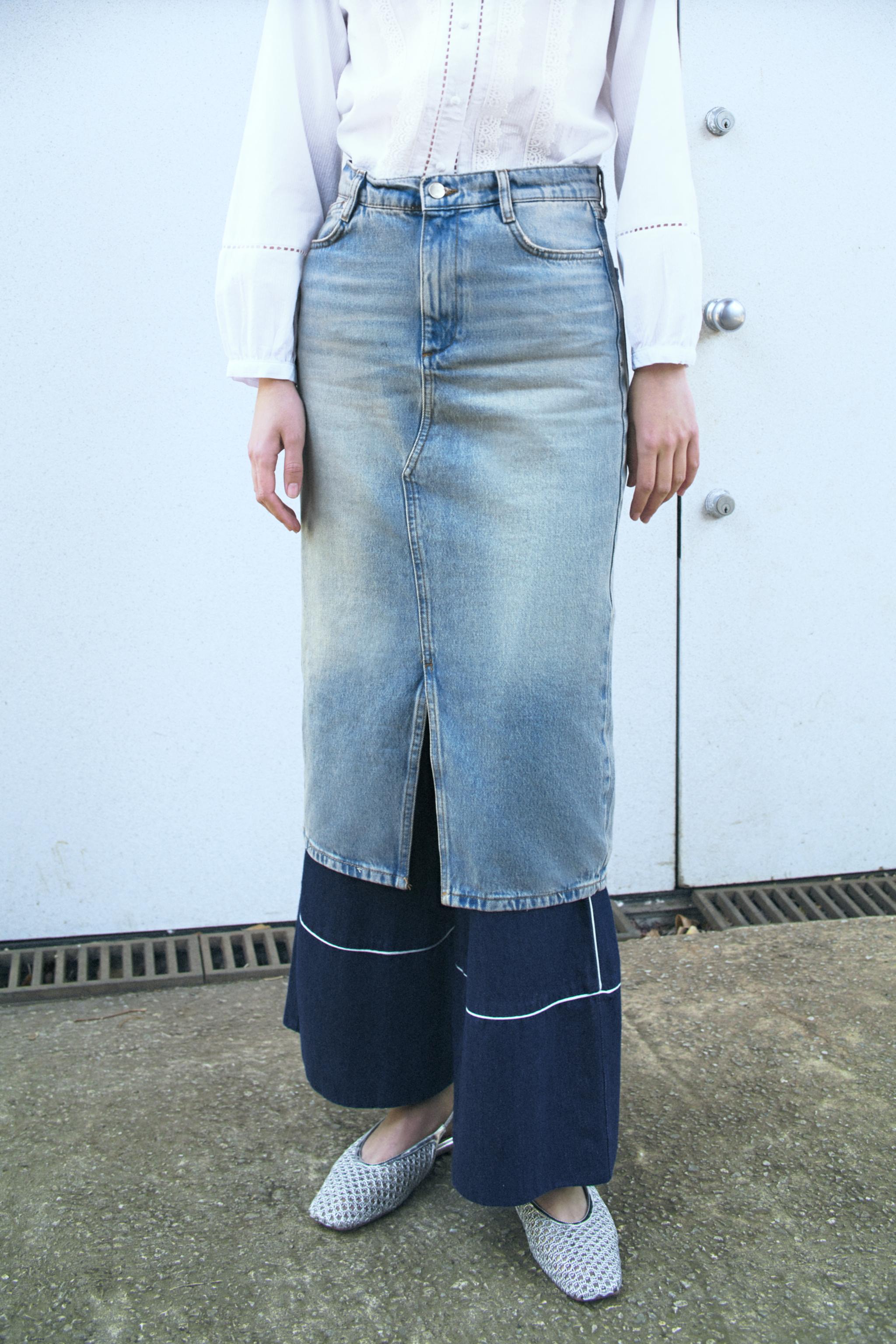 Z1975 デニムミディスカート - ミディアムブルー | ZARA Japan