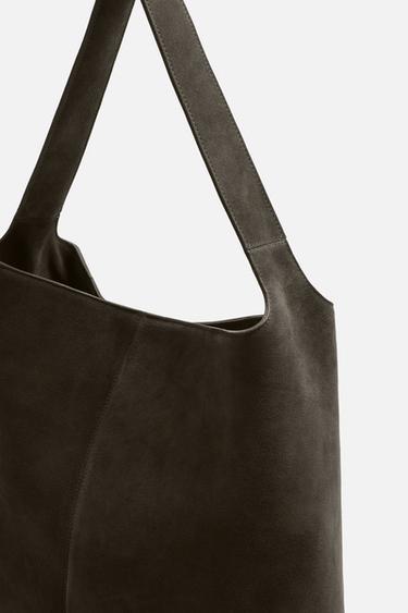 LEATHER SHOPPER BAG - Brown by Zara - Image 2