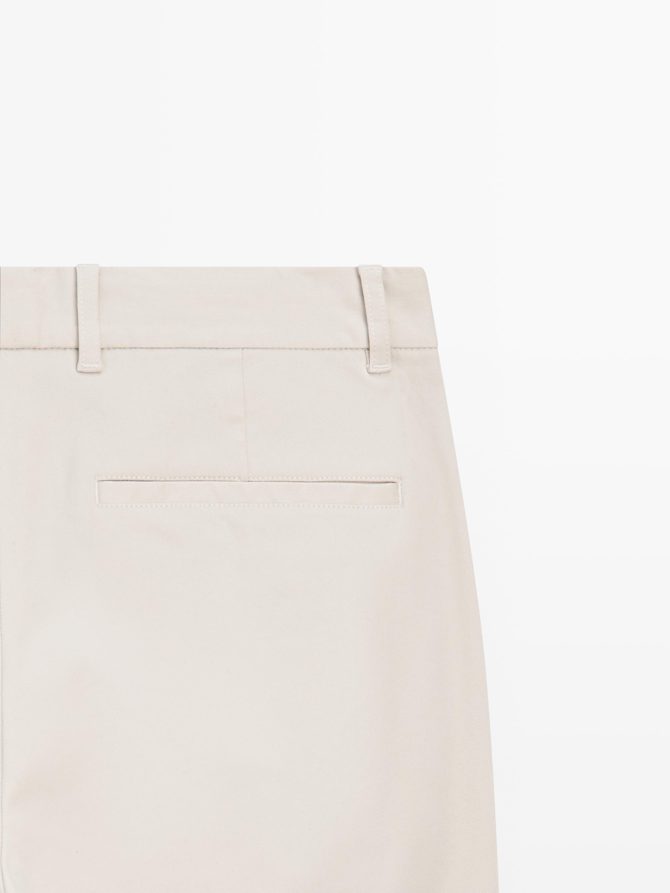 Cotton blend tapered fit trousers