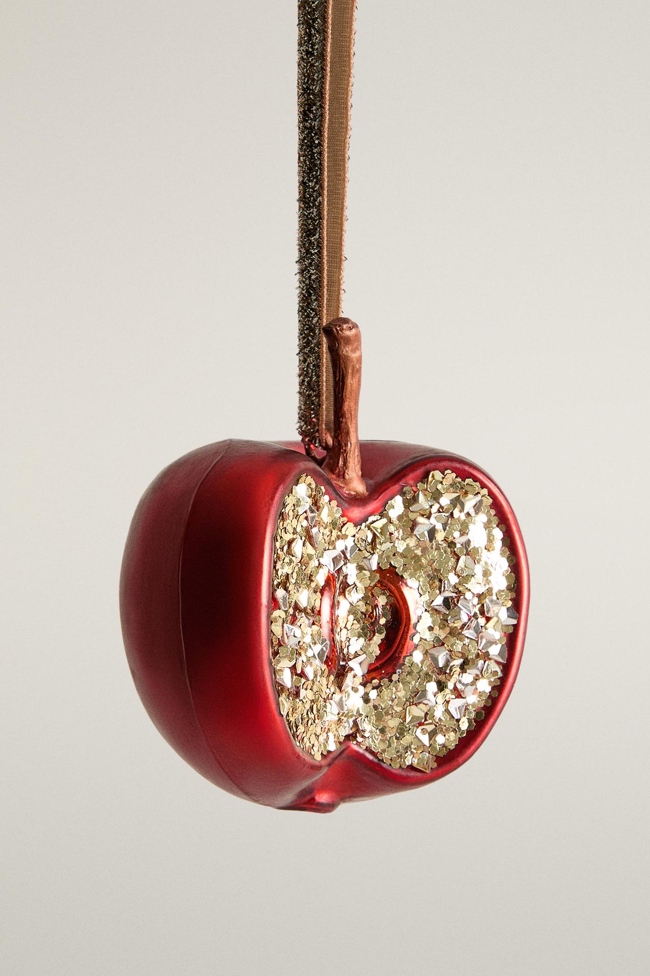 GLASS APPLE CHRISTMAS TREE ORNAMENT
