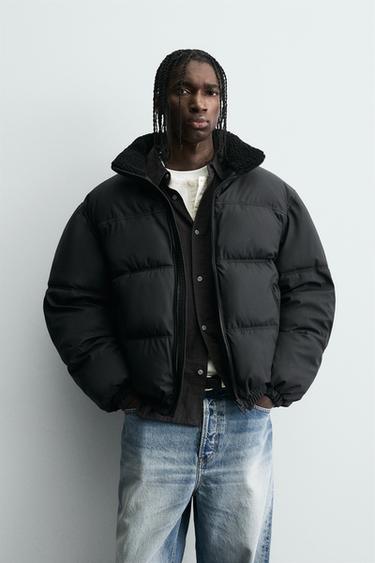 VESTE REMBOURRÉE EFFET GOMME - Noir de Zara