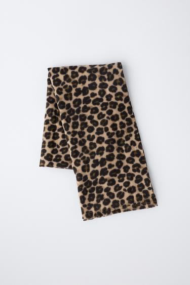 SOFT-TOUCH ANIMAL PRINT SCARF - Black by Zara