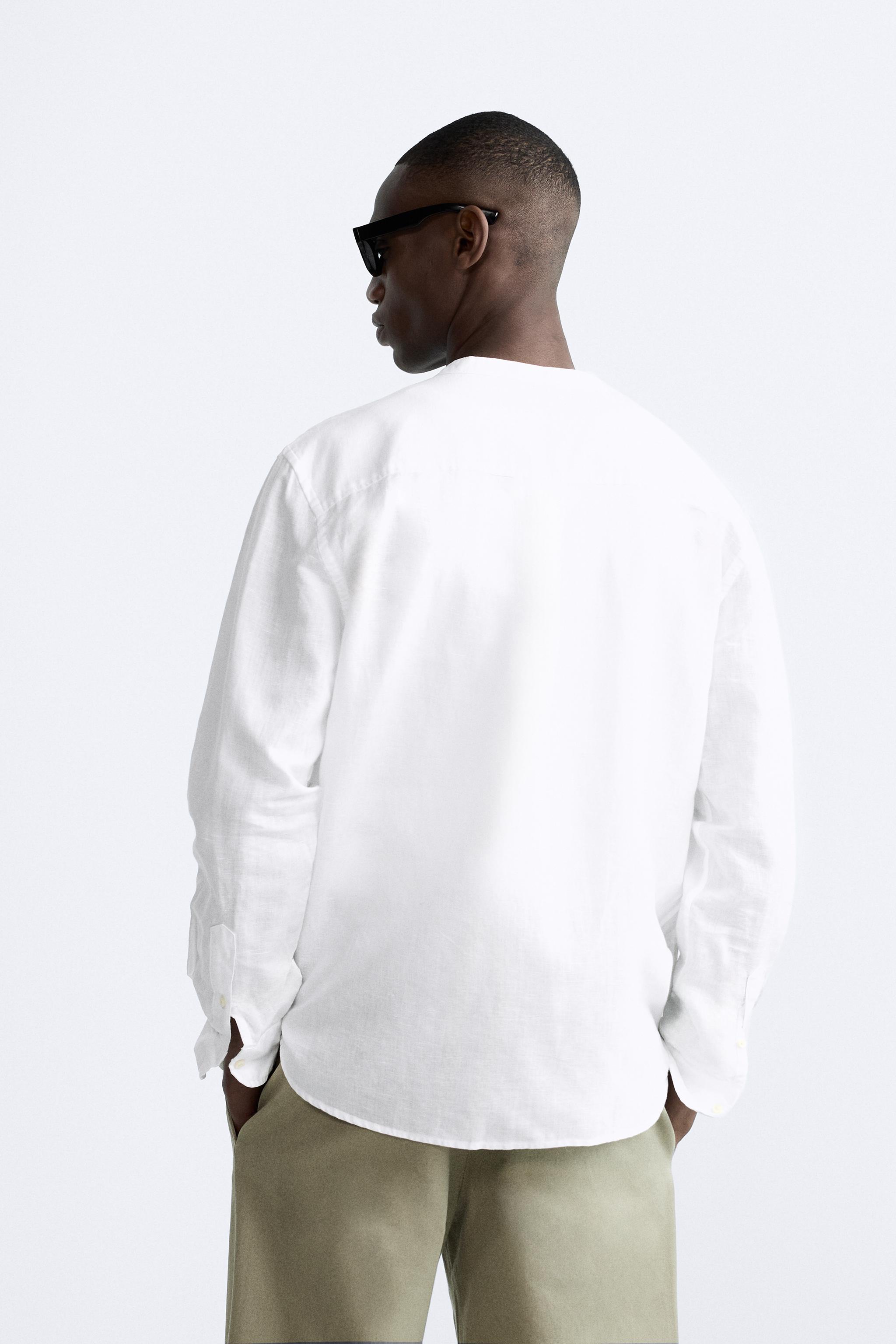 Zara - Cotton - Linen Shirt - White - L - Male