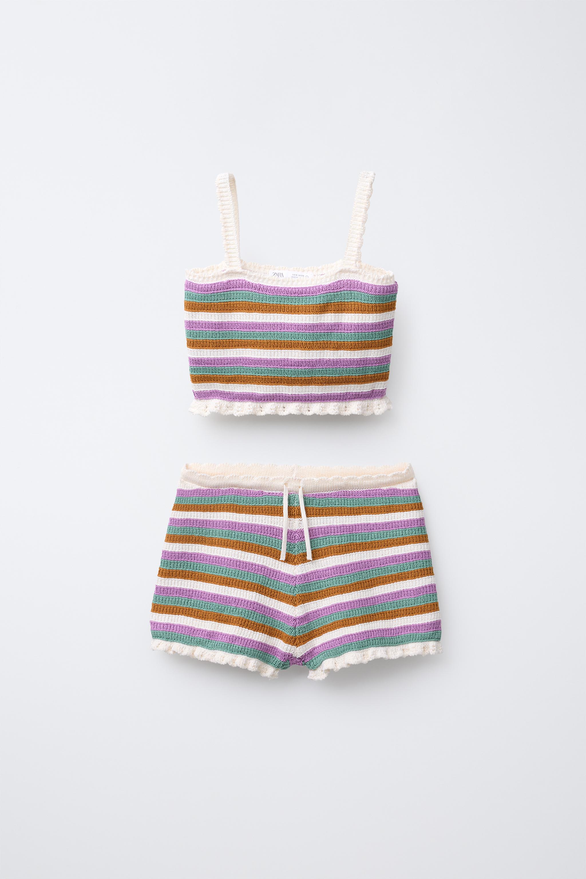 6 ANS/ ENSEMBLE EN MAILLE RAYURES CROCHET