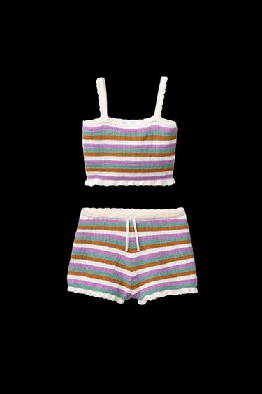 Zara 6-14 YEARS/ STRIPED CROCHET KNIT SET - Ecru - Image 0