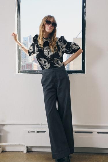 ZW COLLECTION CONTRAST EMBROIDERY SHIRT - Black / White by Zara - Image 0