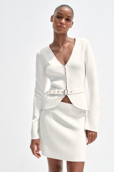 Zara PLAIN KNIT MINI SKIRT - White - Image 0