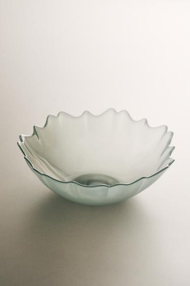 GLASSKÅL MED BØLGEKANT - havgrøn fra Zara