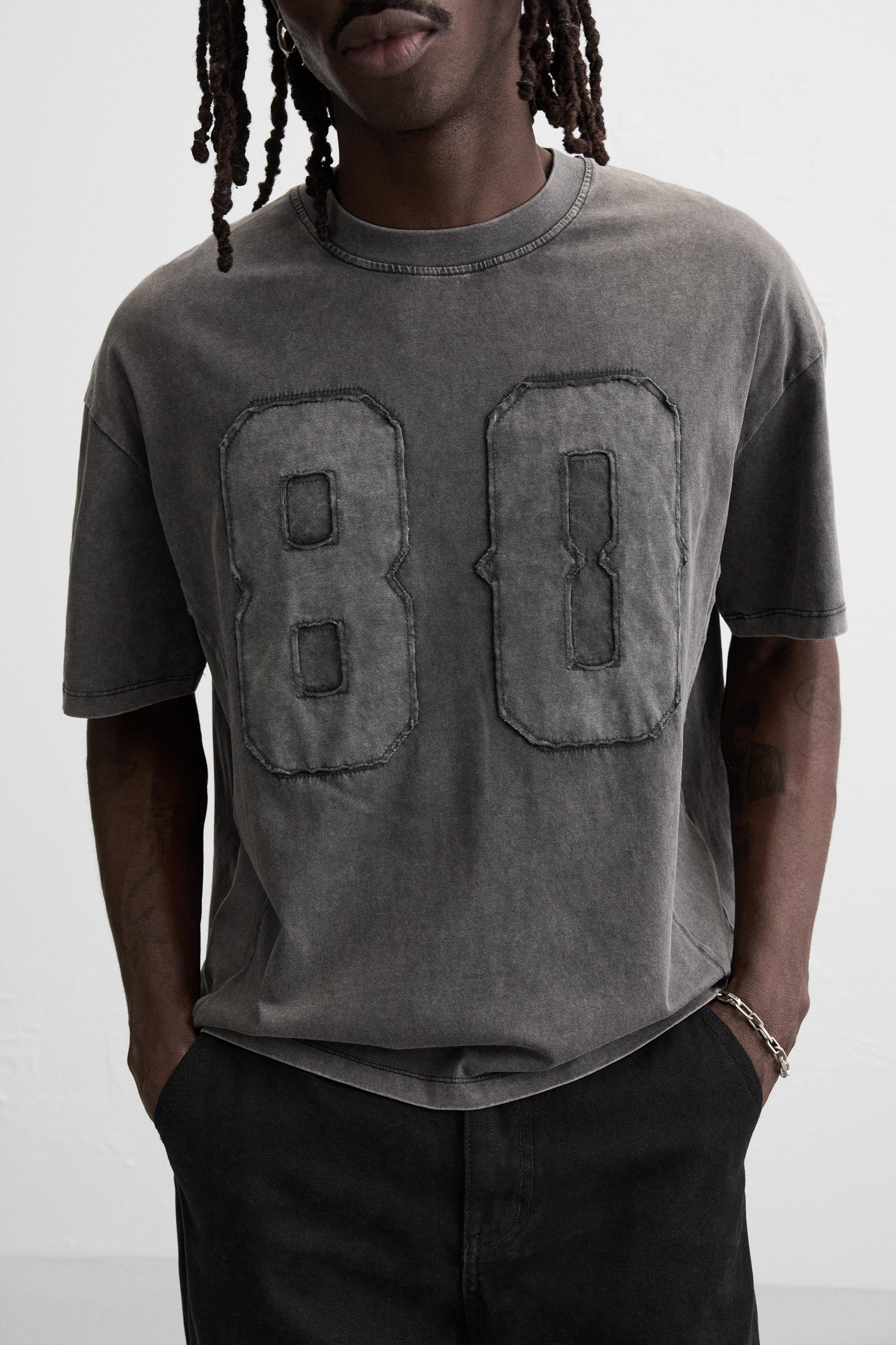 WASHED PATCH T-SHIRT - Dark anthracite | ZARA United States