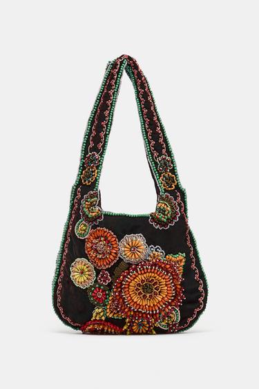 BOLSA DE HOMBRO BORDADA - Multicolor de Zara