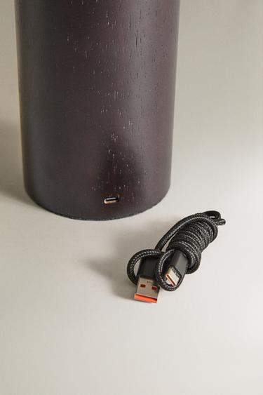 LAMPE TABLE SANS FIL BOIS ET LIN GRANDE - Écru de Zara - Image 4