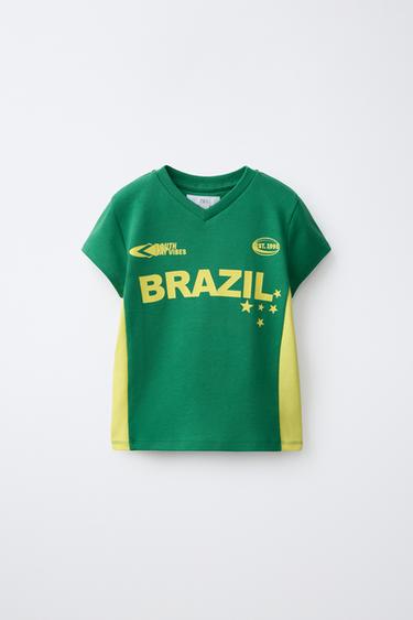 BRAZIL PRINT T-SHIRT - GREEN by Zara