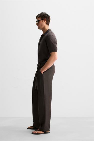 LIMITED EDITION VISCOSE/LINEN SUIT TROUSERS - Brown by Zara - Image 3