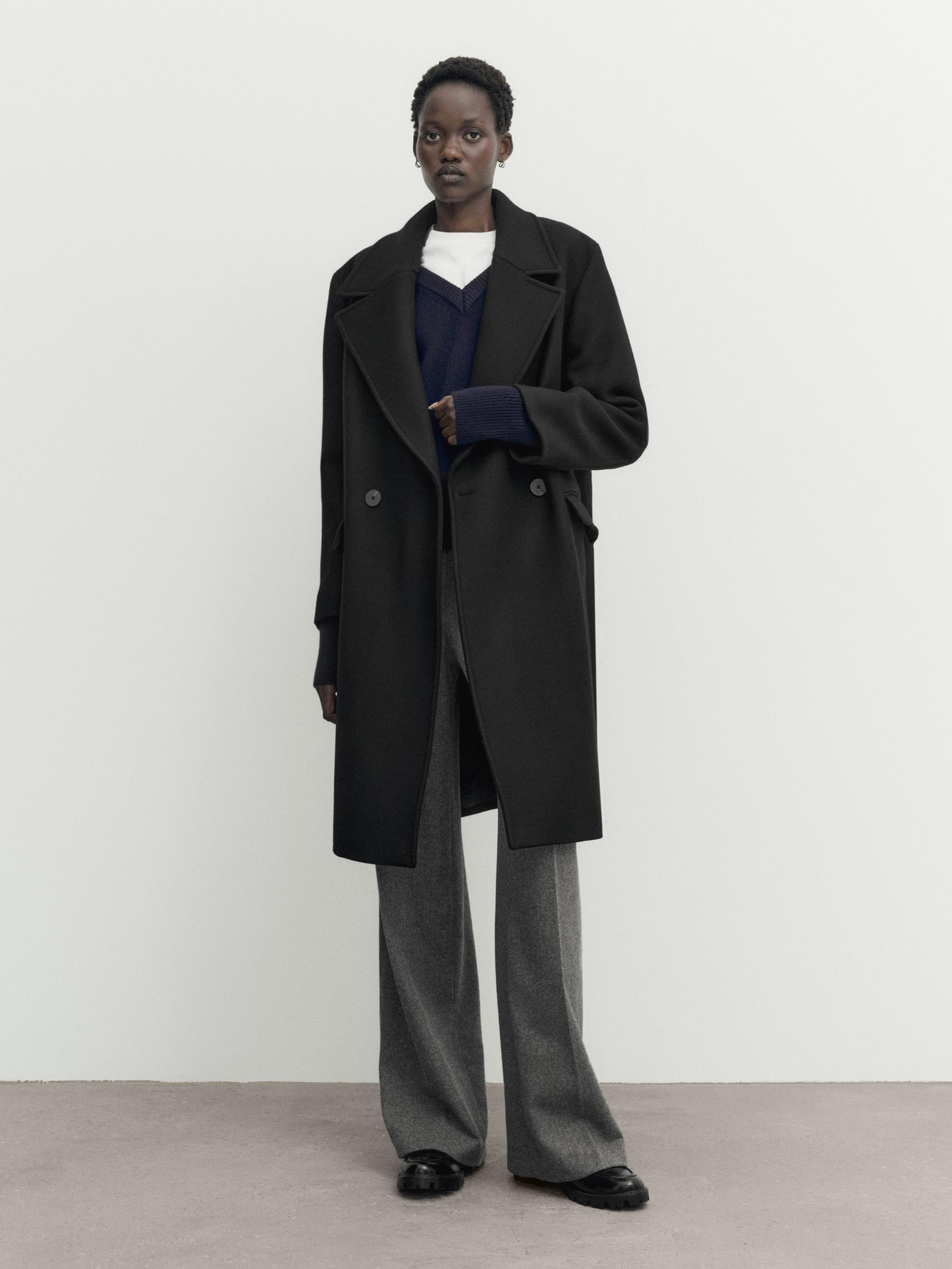 Black wool blend comfort coat - Black