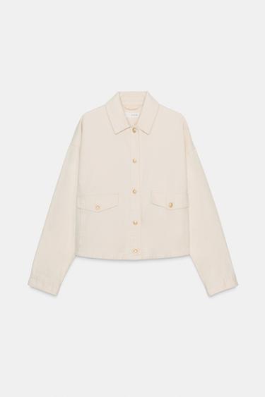 Zara POCKET JACKET - Light ecru