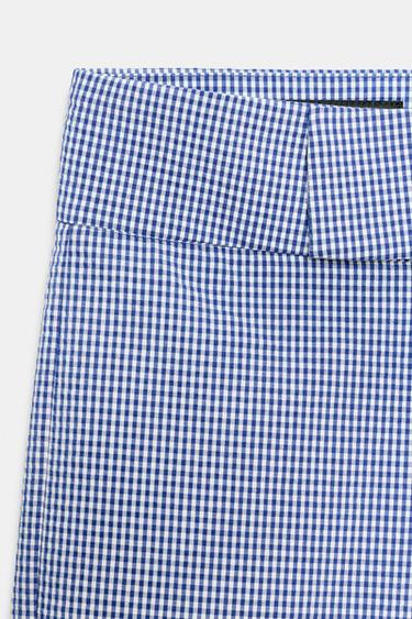 FLARE GINGHAM TROUSERS - Navy / White by Zara - Image 7