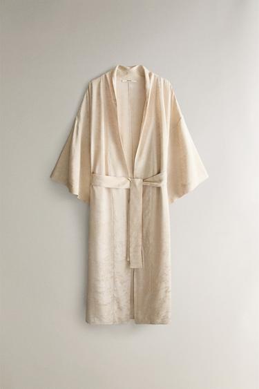 JACQUARD DRESSING GOWN - Grey / Tan by Zara - Image 0