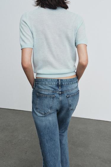 SHORT SLEEVE WOOL BLEND JUMPER - Pastel blue by Zara - Image 3