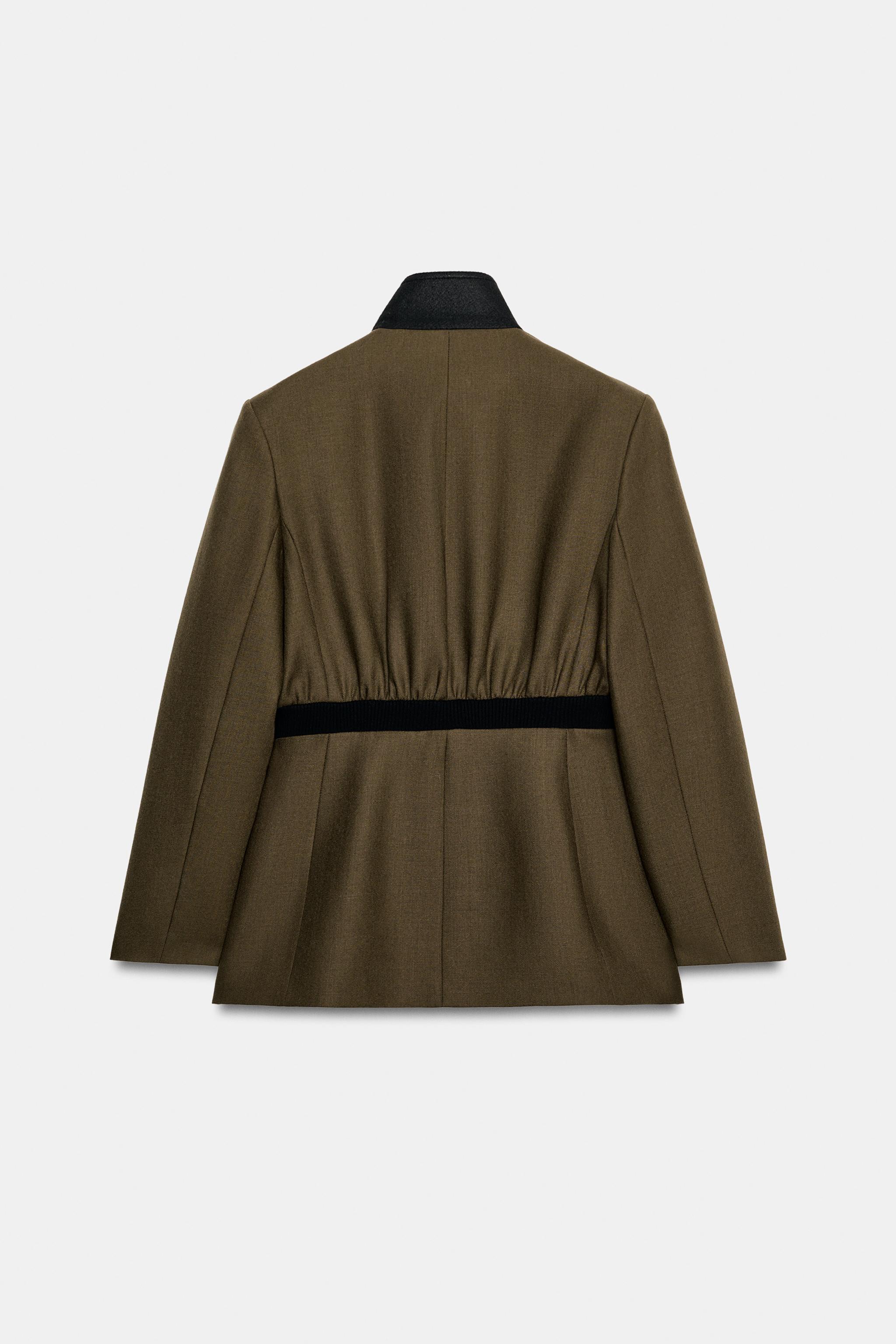 ZW COLLECTION 100% WOOL FITTED JACKET WITH ELASTIC WAIST