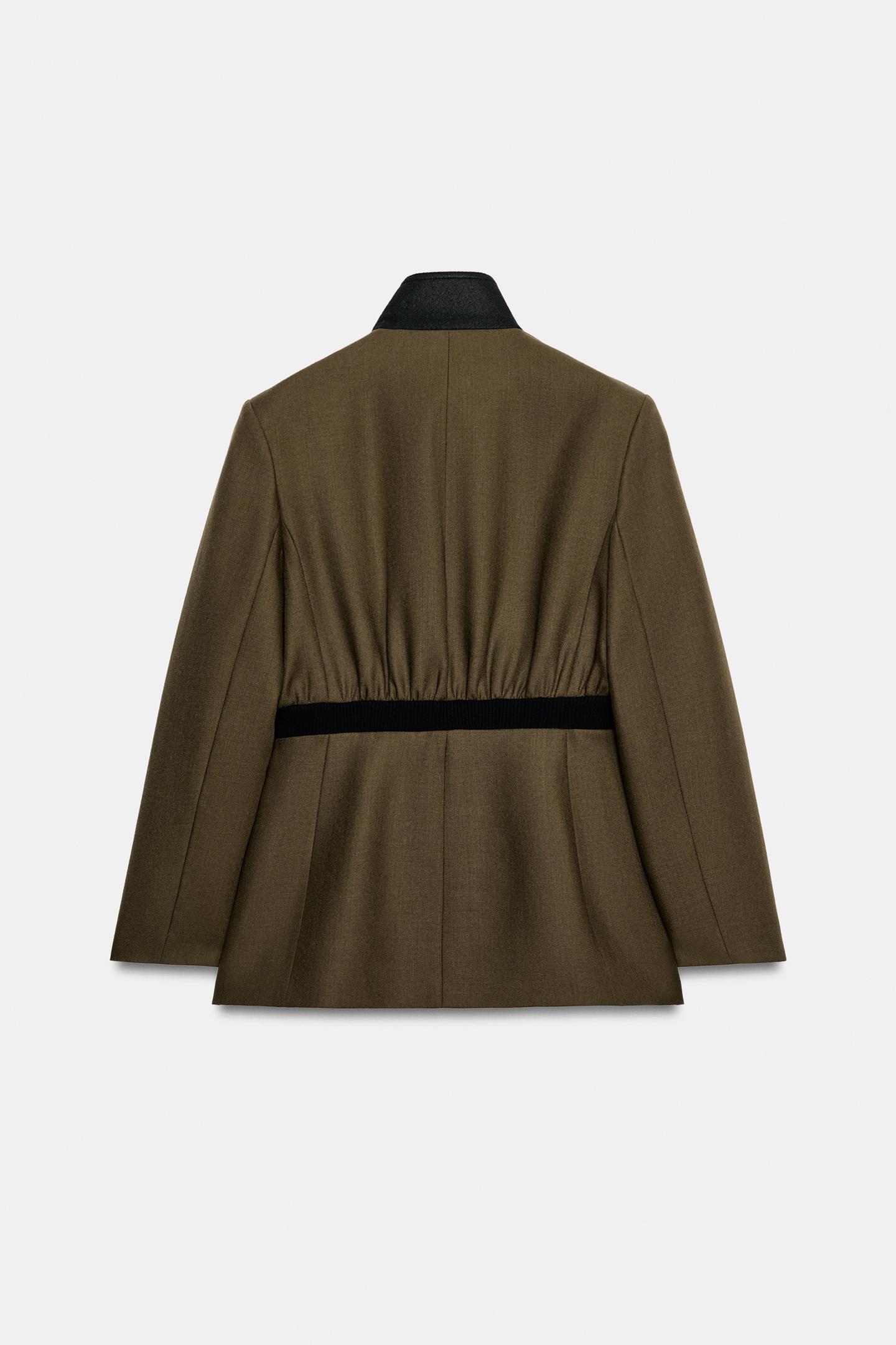 Женская куртка Zara ZW Collection 100% Wool Fitted, цвет: Хаки — фото 9
