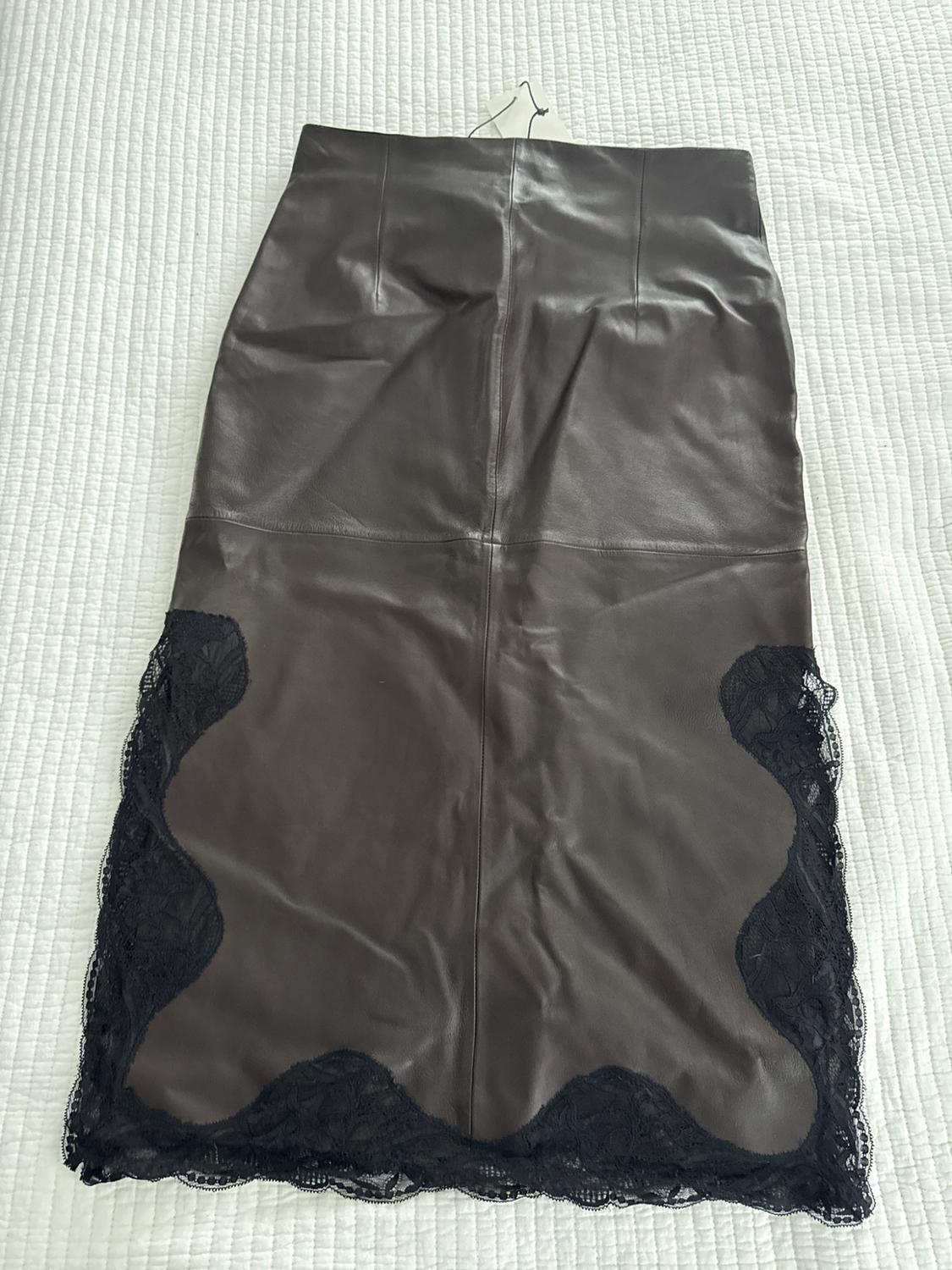 100% LEATHER LACE SKIRT ZW COLLECTION LIMITED EDITION - Image 2