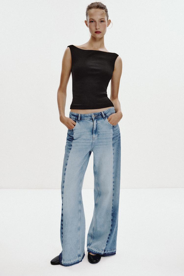 COLD SHOULDER RIBBED T-SHIRT Black ZARA United Kingdom