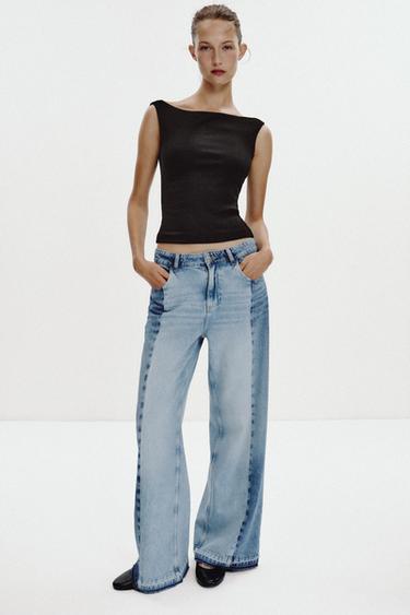 Zara Siyah - OMUZLARI AÇIK FİTİLLİ T-SHIRT