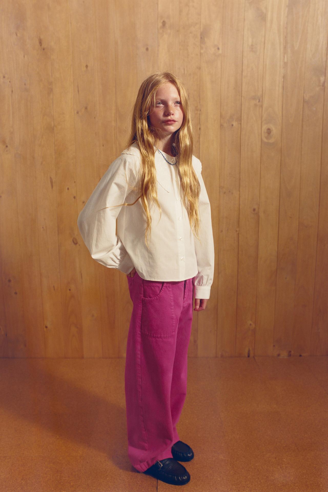 EMBROIDERED PETER PAN COLLAR SHIRT — White