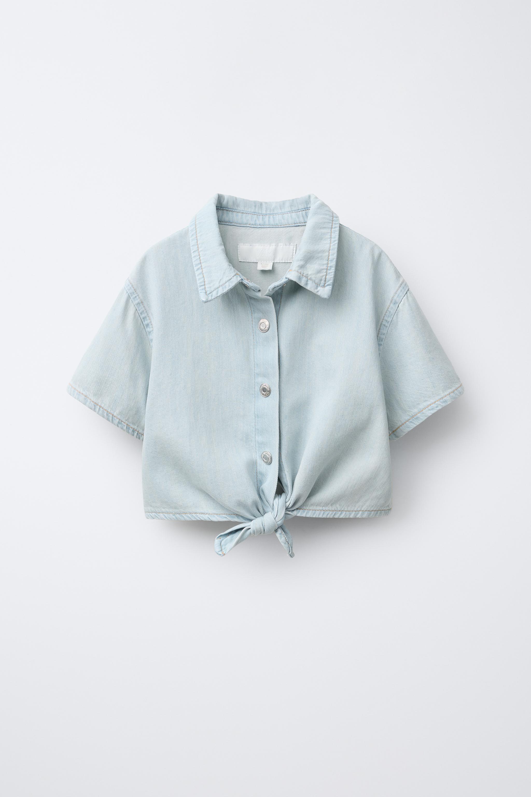 KNOTTED DENIM SHIRT - Light blue | ZARA United States