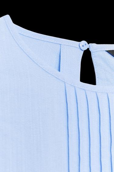 LADDER STITCH PEPLUM BLOUSE - Light blue by Zara