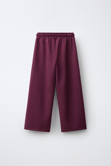 PANTALON DE SPORT À JAMBES LARGES - Framboise de Zara - Image 1