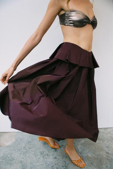 VOLUMINOUS MIDI SKIRT - Burgundy by Zara - Image 2