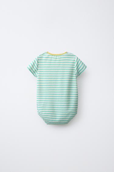 STRIPED TOWELLING BODYSUIT - Sea green by Zara - Image 1