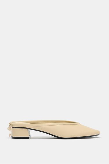 LEATHER SLINGBACK BALLET FLATS -  by Zara