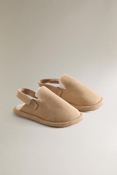 CHILDREN'S WARM LEATHER CLOGS - Brown by Zara - Image 1