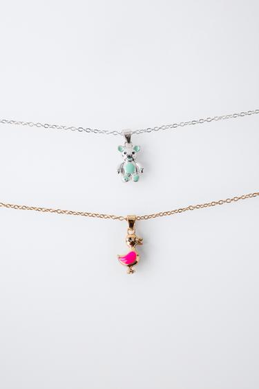 PACK OF TWO ANIMAL NECKLACES - Gold / Silver by Zara